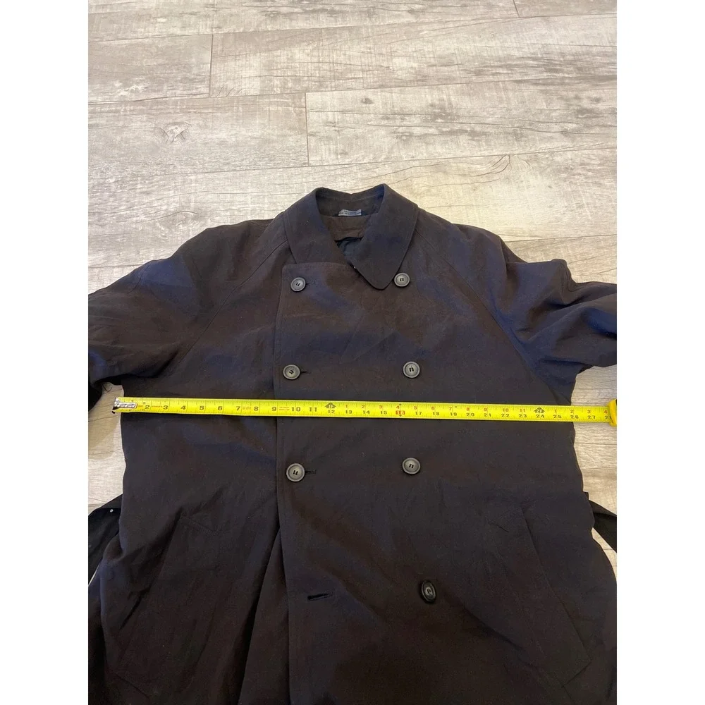 Ralph Ralph Lauren Mens Black Double Breasted Belted Trench Coat 42L Long Jacket